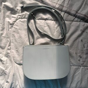 Lo & Sons Waverley 2 - Larger Size - Desert Blue Saffiano Leather with Silver